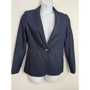 Banana Republic Denim Blazer Women 10 Dark Blue Single Button Casual Career
